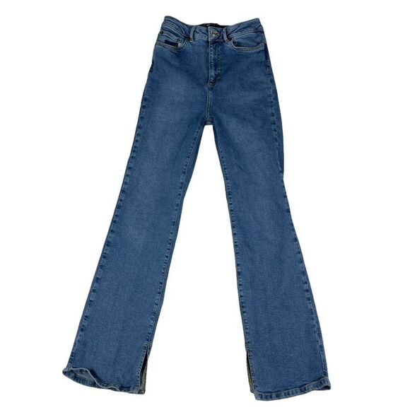 ASOS DESIGN Jeans High Rise 'Y2K' Stretch Flare Denim Midwash Blue 26/32 - Picture 1 of 11